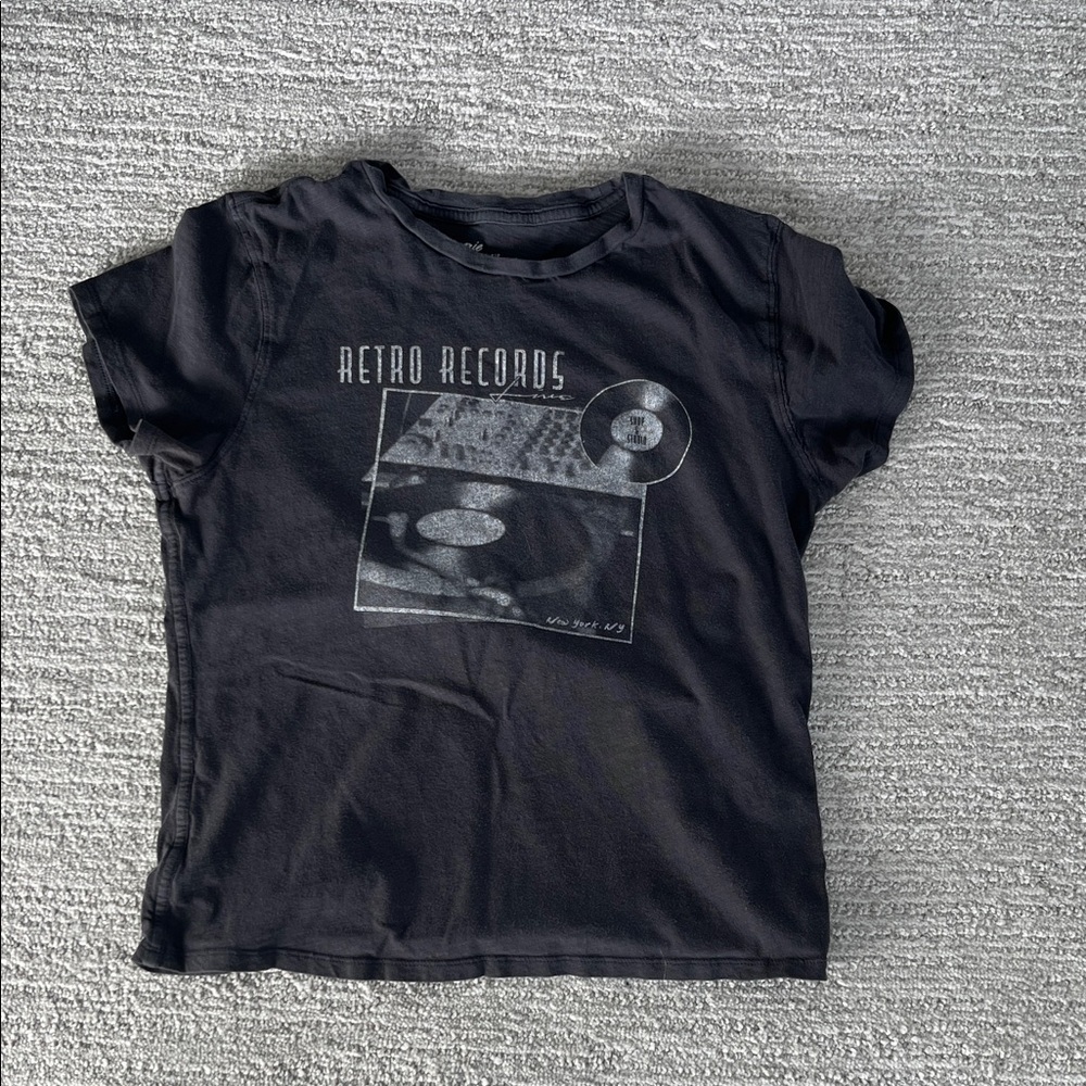 Aerie Black Retro Records Tee